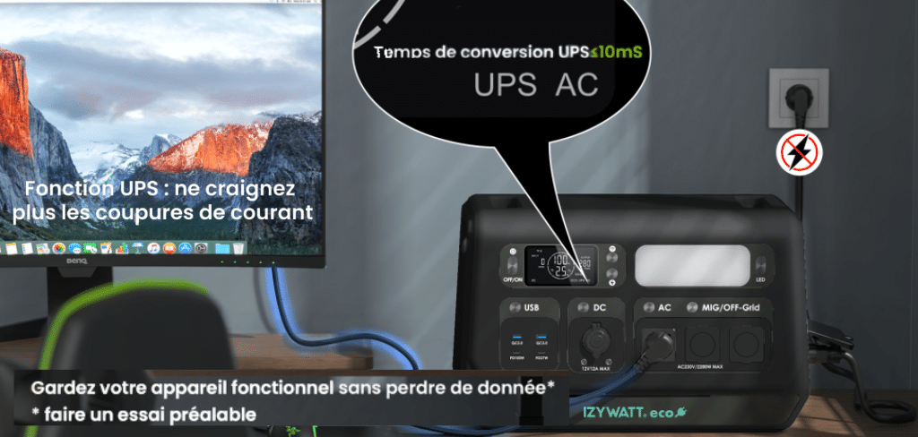 Batterie IZYWATT-ECO a un temps de conversion UPS