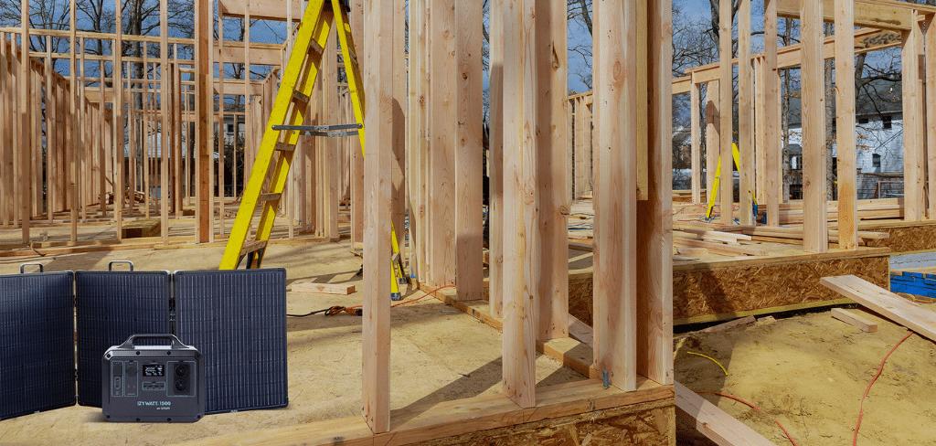 chantier charpentier Batterie IZYWATT panneaux solaire